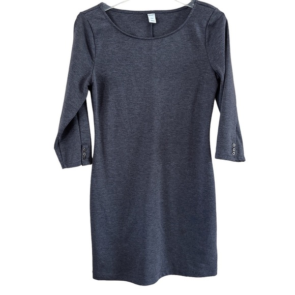Old Navy Dresses & Skirts - Old Navy dress midi length body fitted charcoal heather long sleeves size Small